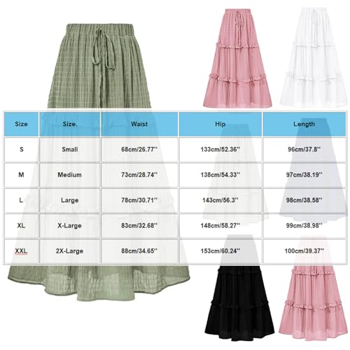 Women's Chiffon Casual Skirt, Drawstring Elastic Waist Flowy Swing Skirts Tiered Ruffle Smocked Fashion Clothes2