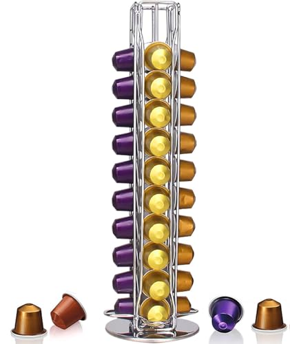 Xfanscafe Kapselhalter Kapselständer drehbarer Gerader Halter für 40 Stück Nespresso Kaffee Kapseln , (Nespresso-40)