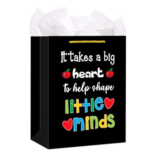 FLYAB Teacher Appreciation Gift Bags with Tissue Paper 11.5 Paper Gift Bag with Handle for Graduation Retirement Thank You Xmas Gifts for Teacher