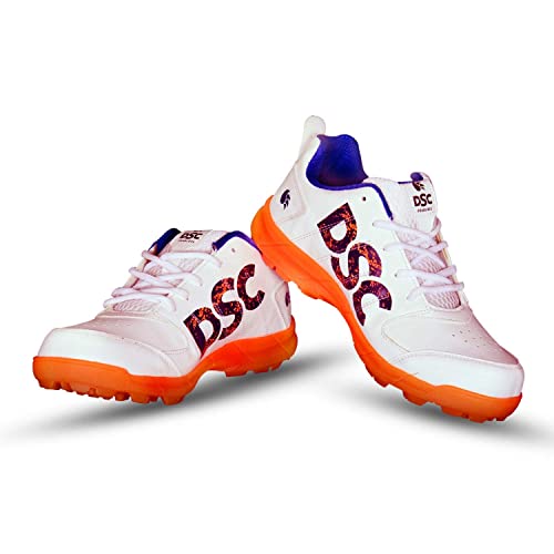 Image of DSC Beamer Cricket Shoe for Men & Boys (Size UK: 7, 8) Grey, Yellow, Orange