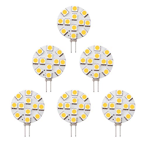 Dream lighting LED 12volt DC G4 Bulb Equivalent to 20W Halogen Bulb Replacement for RV, Camper Trailer, Boat Indoor Spotlight, Side Pin Dimmable Warm White, Pack of 6