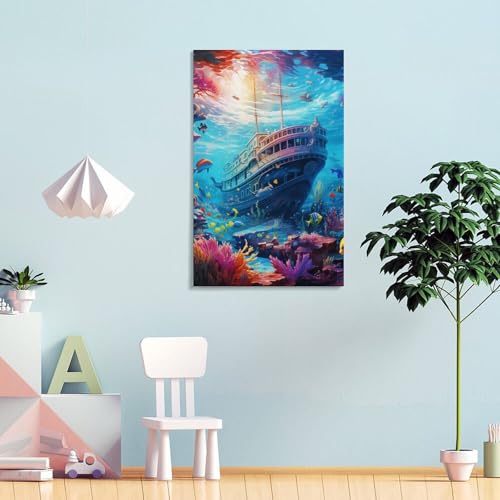 Tableau impression sur toile de poissons 40x60cm pour déco murale - 4