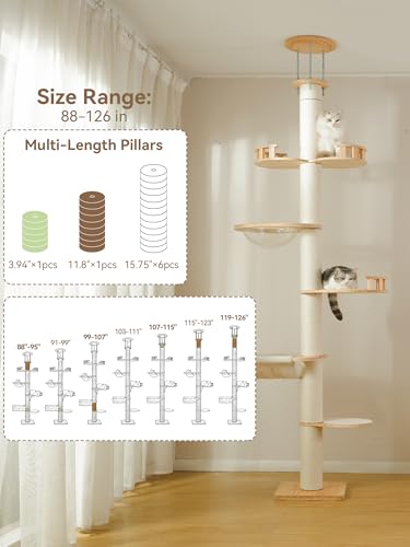 Torre Para Gatos De Piso A Techo Ajustable De 5 Niveles miniatura 4