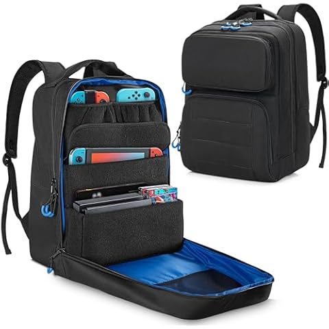 PGmoon Travel Storage Backpack Compatible with Nintendo Switch/Lite/OLED Model, Protective Carrying Case with Various Pockets For Docking Station, Controllers & More Accessories (Patent Design) Cover