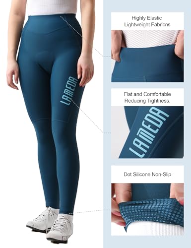 LAMEDA Calça de ciclismo feminina, cintura alta acolchoada 3D, respirável, secagem rápida, leggings