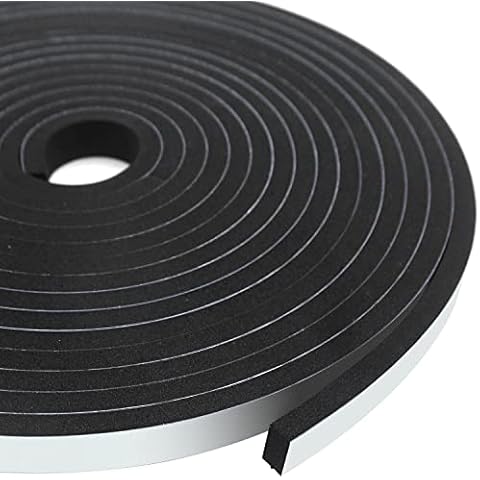 Zeqeey Weather Stripping Door Draught Excluder 12mm(W) x 6mm(T) x 6m(L) Gasket Seal Foam Adhesive Tape for Anti-Collision Soundproof Shockproof Window Door Gap Cover