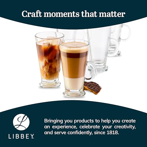 Libbey Catalina Irish Coffee Mugs Set of 6, Timeless Raised Edge Glass Cappuccino Cups, 9 oz Elegant Clear Espresso Mugs for Coffee, Shakes and More by Libbey - Image 6