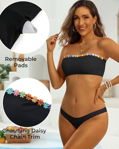 Image of Aqua Eve Women Strapless Bikini Top Only Bandeau Swim Top Tube Top Swimsuit