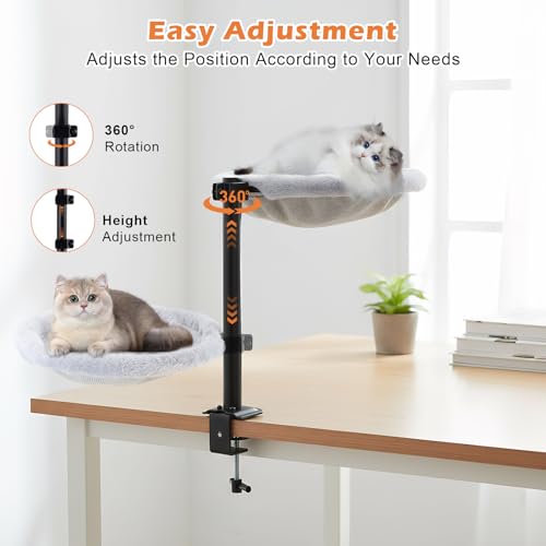 Lit pour chat de bureau ajustable avec panier chat pivotant et hamac doux - 6