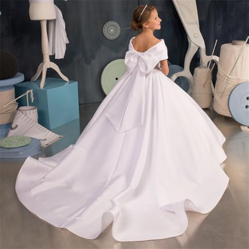 Flower Girl Dress Off Shoulder First Communion Dress for Girls Satin Flower Girl Dresses3