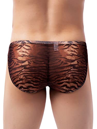Ikingsky Men's Tiger Stripes Briefs Sexy Pouch Bikini Underwear Bulge Under Panties For Men (Large, 3 Pack) #TOP4