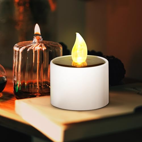 Vela de Té LED Solar SEWACC Lámpara Decorativa Mini de ABS Resistente 6