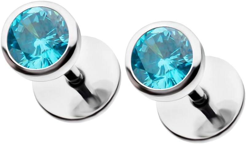 ComfyEarrings Aqua CZ Bezel Stud Earrings