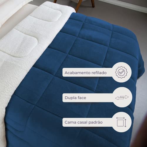 Edredon Casal King Size Coberdrom Dupla Face Sherpa Antialérgico Térmico Pele de Carneiro Edredom Li