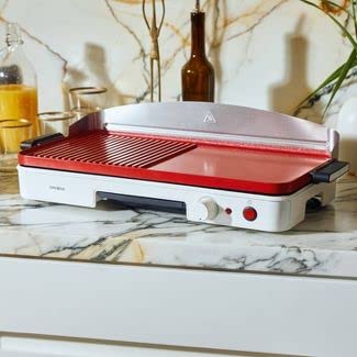 Piastra Grill E Griglia Elettrica Antiaderente CruXgg 1500W, Extra Large, Bianco Neve