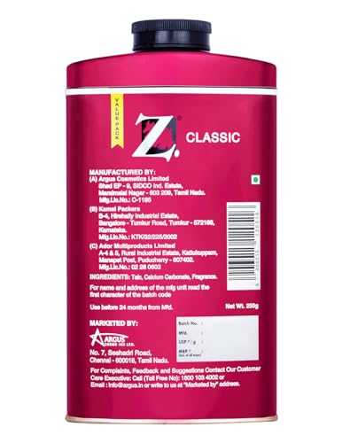 Image of Z Magnetism Classic Deodorizing Talcum Powder for Men | Signature Woody & Musky Fragrance | Fights Body Odor & Ensures Long Lasting Freshness | Suitable for All Skin Types - 250g (Pack of 2)