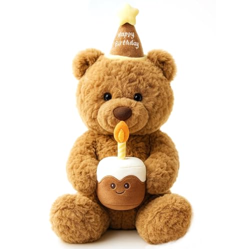 YcsRnn Personalized Teddy Bear with Birthday Cake 30cm Soft Plush Toy for Women & Kids Birthday Valentines