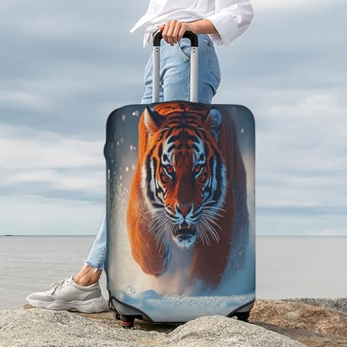 Tigers in Hunting Durable Luggage Cover Suitcase Protector Anti-Scratch Luggage Cover Fits 18-32inch Luggage, Black, X-Large3