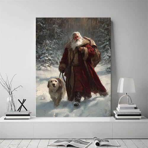 Fresques murales de Noël toile Père Noël vintage 70x100cm - 2