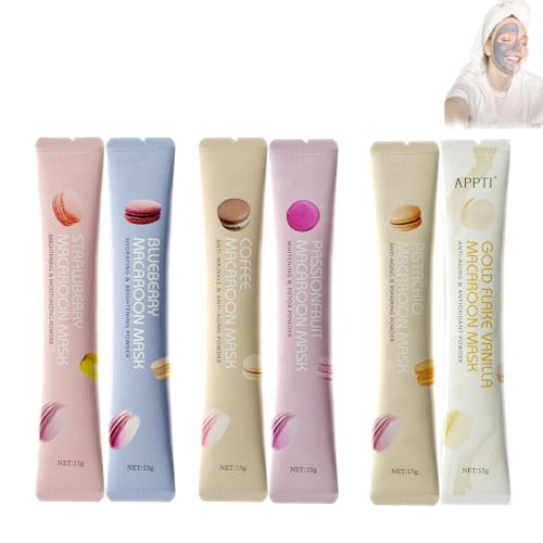 Mikabila 04 Lot de 6 Masque en Poudre pour Soins du Visage,Masque Natural Brightening Powder Mask, Masque Visage Matifiant et Purifiant, Poudre de Masque Hydro Peel-Off Professionnelle