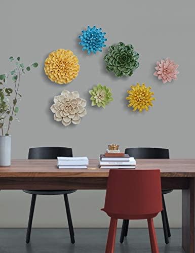 SEINHIJO Ceramic Wall Flower 3D Wall Arts Decor Sculpture Modern Home Gifts 17cm