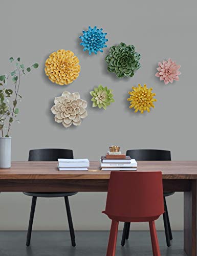 Seinhijo HB080394E Ceramic Flower Wall Decor 3D Wall Art Sculpture Home Gifts Modern Arts White Crafts 6.7Inch thumb #4