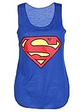 Crazy Girls Womens Superman Superhero Print Vest Tank Top Blue