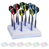 Dart Holder Stand 12 Darts Display, Tabletop Dart Station with Light, 7 RGB Colors & Breathing Mode for Steel & Soft Tip Darts Display and Storage