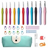 Buylorco Crochet Hooks 11 Size Crochet Hook Set with Soft Handle and Case Crochet Needle Kit for Beginners Knitting Needle Kit Yarn Crochet Kit 2mm(B) to 8mm(L)