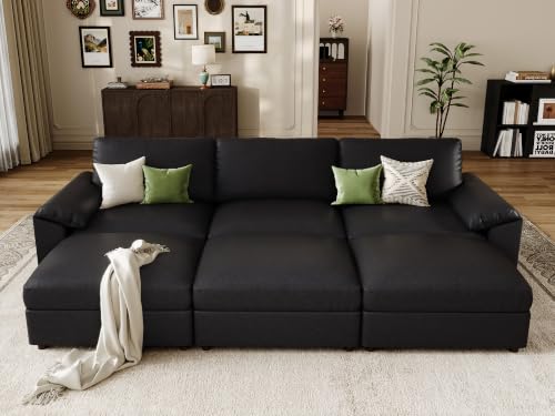 Image of EASE MOOSE Modular Sectional Sofa Bed, Sectional Couch Sleeper, Black