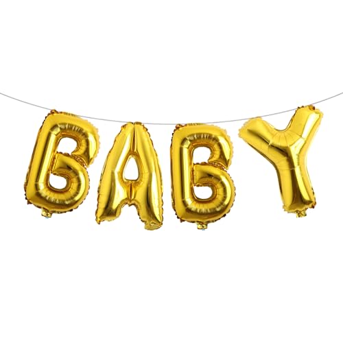 Image of 16 Inch Baby Letter Balloons Multicolor Foil Balloons BABY Balloons, 4 Pcs Foil Aluminum Balloon for kids Birthday, Baby Shower, Wedding, Gender Reveal Party Decorations (BABY Gold)