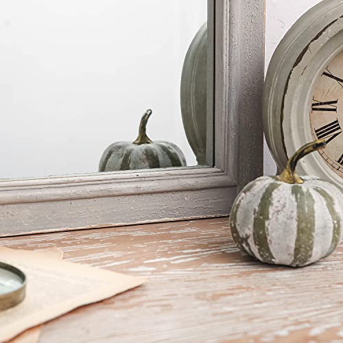 Nikky Home Vintage Wood Framed Arendahl Wall Mirror 19" X 28", Distressed Grey Rustic Arched Mirror, Ornate Baroque Bathroom Mirrors, Traditional Decorative Mirrors For Bedroom Living Room #TOP3