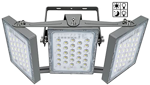 STASUN LED Flood Lights Outdoor , 150W 13500LM Dusk to Dawn Security Light with Photocell , IP65 Waterproof , 5000K , 3 Heads Adjustable Wide Lighting for Area Exterior Parking Lot Outside Light