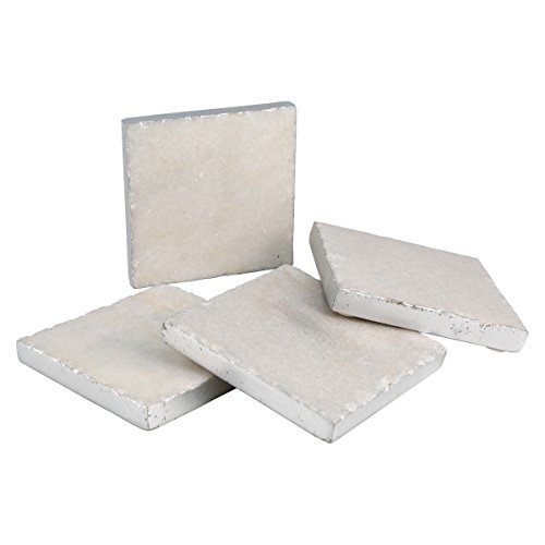 Thirstystone Silver Edge Square White Marble Coasters, One Size