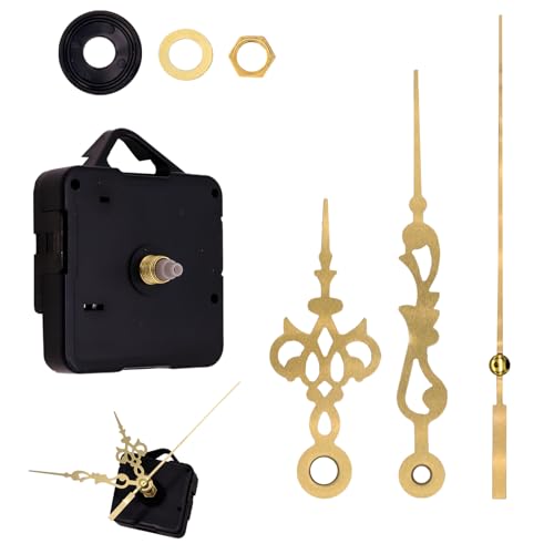 Movimiento de Reloj de Cuarzo Silencioso, Mecanismo Reloj, Mecanismo de Reemplazo de Batería para Relojes de Pared de DIY(Sin batería), Longitud Total del Eje de 20 mm con Manecillas Doradas B