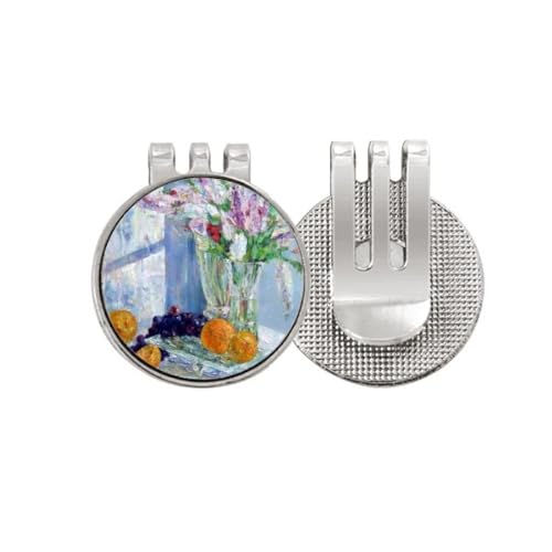 Marqueur de balle de golf aimanté pour casquette avec motif nature morte peinture vase