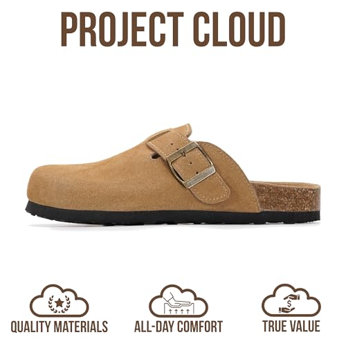 Image of Project Cloud 100% Genuine Leather Footbed Clogs for Women - Memory Foam Arch Support Slippers for Women - Trendy Slip-ons Women's Mules & Clogs Sandals
