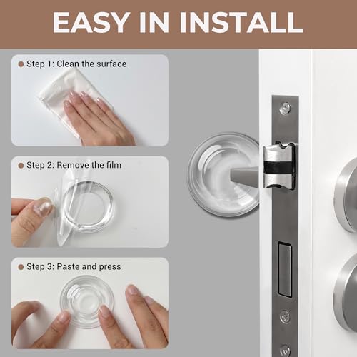 ZJWZLG Door Stoppers for Wall, Door Knob Wall Protector 2" (8Pcs), Clear Self Adhesive Wall Protectors from Door Knobs,Door Handle Wall Protector. — view 3