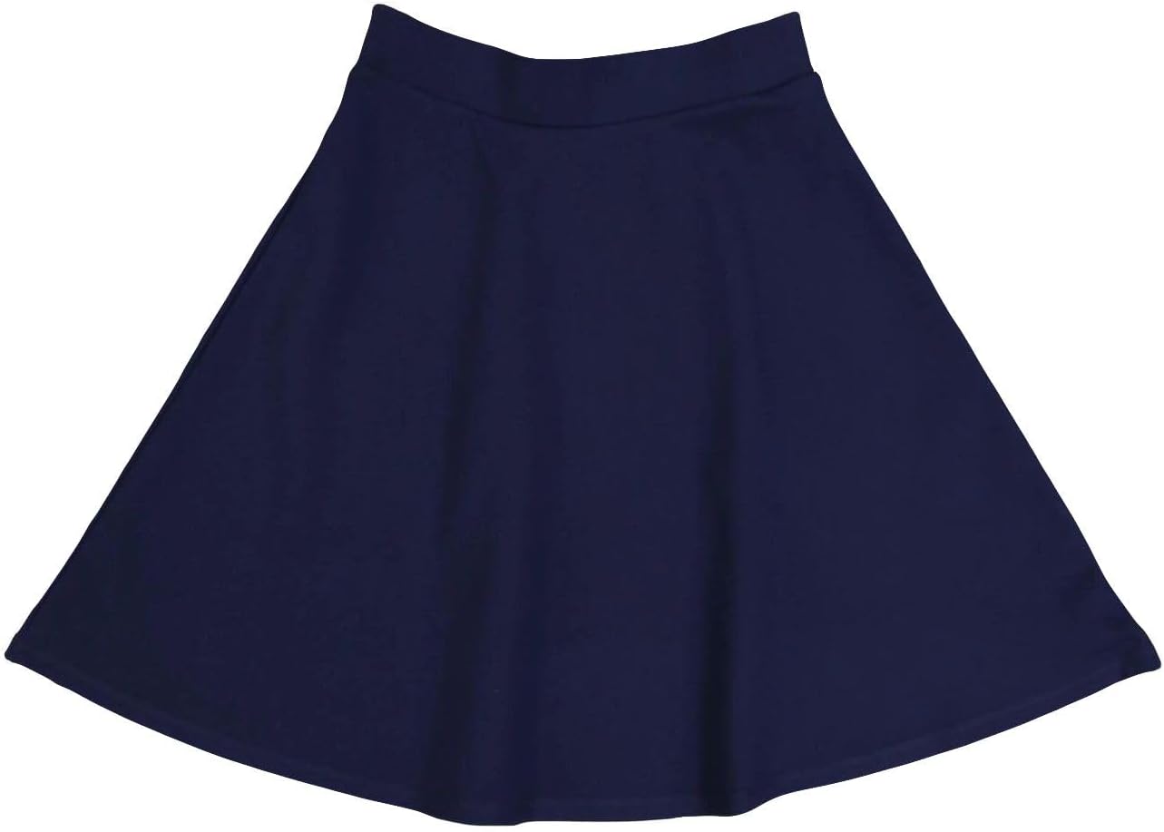 Girls’ Premium Stretch Skater Skirt – Knee-Length A-Line Fit in Smooth, Supportive Lycra Fabric