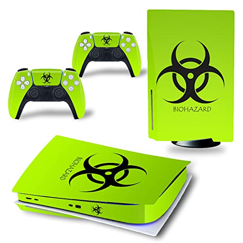 Image of Glossy Protective Vinyl Decal Skin /Stickers Wrap Cover for PS5 Skin Stickers Full Body for PlayStation 5 Console and 2 Controllers (PS5 CD Version, Biohazard)