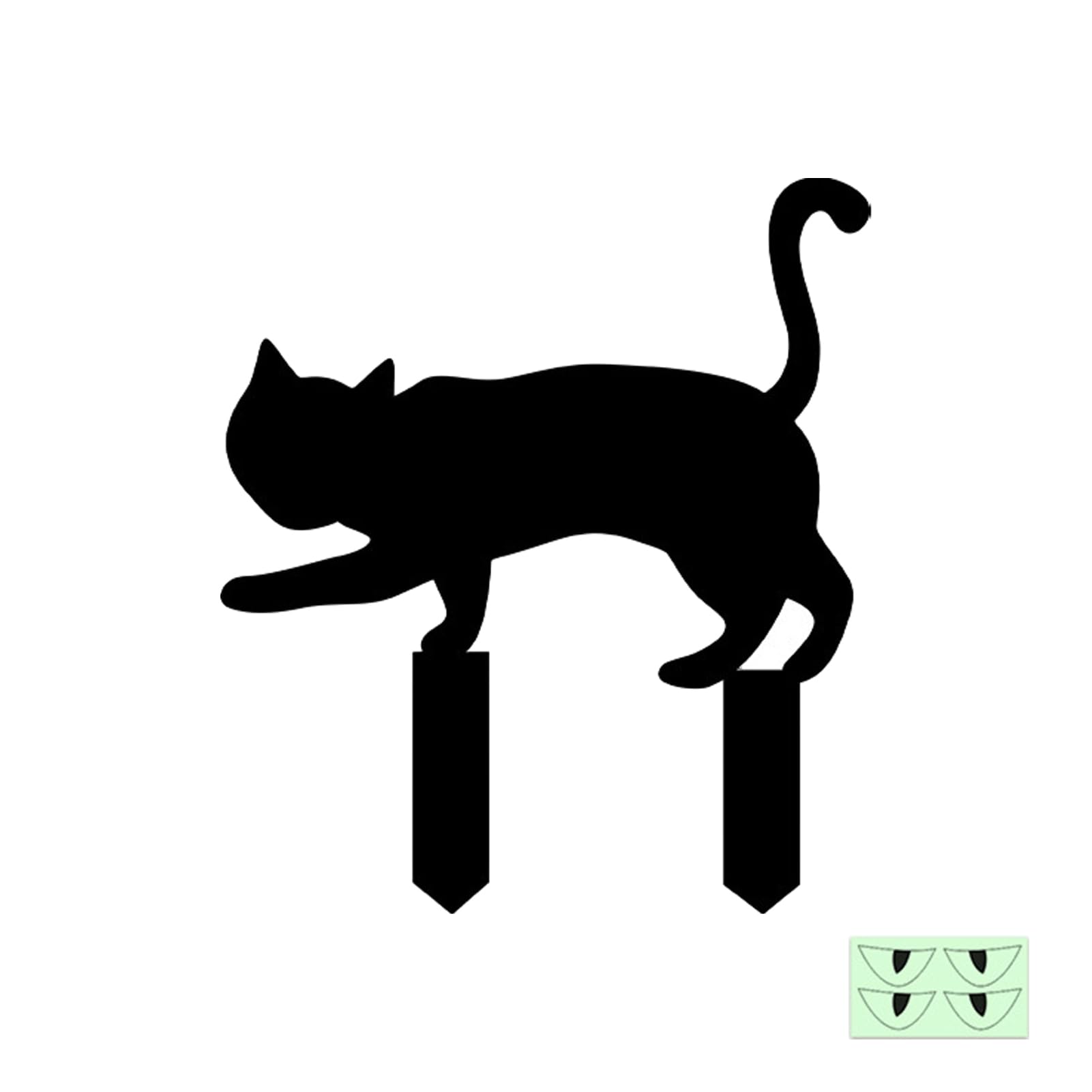 ZhzeYun Halloween Garden Stakes Black Cat Yard Sign with Glow-in-the-dark Eyes, Waterproof Spooky Silhouette for Outdoor Lawn Pathway Patio Decoration Weather-Resistant E