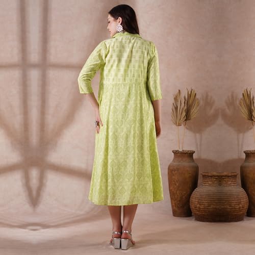 Image of Globus Women Ethnic Dress (GS573582 Green S)