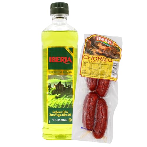 Iberia Aceite Extra Virgen y Girasol 17 Fl Oz + Chorizo Español 5 Onz