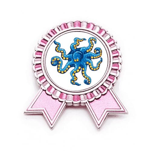 Pin's pieuvre bleue en métal et rose, le cadeau original taille M pour vos proches