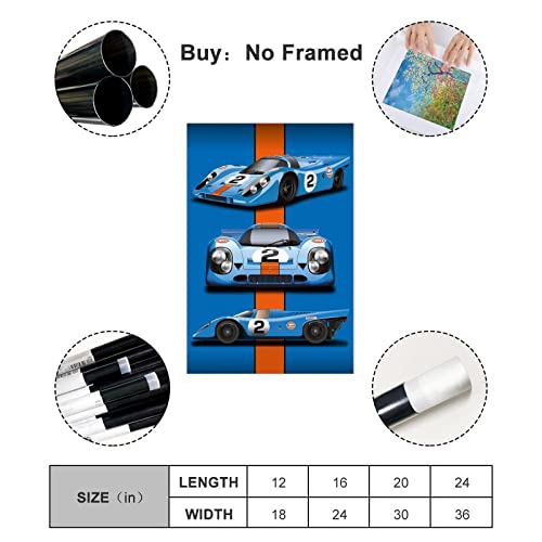 Kamuff Car Poster Walls Canvas 911 Gt Turbo Carrera Posters Wall Art Canvas For Boys Room Banner For Mancave Garage Bedroom Unframe-Style 16X24Inch(40X60Cm) #TOP1