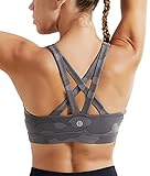 RUNNING GIRL Sports Bra for Women, Criss-Cross Back Padded Strappy Sports Bras Medium Support Yoga Bra with Removable Cups(2575_Camo Black_M)