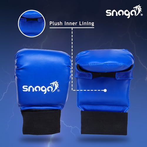 Image of Snaga Karate Gloves /Boxing Training Gloves, Lightweight Padding, Elasticated Hook & Loop Strap Closure for Better Performance, Protection and Comfort (Blue, L) (14 + Years Old)