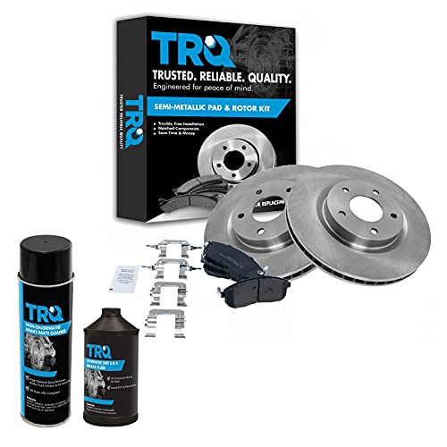TRQ Front Brake Pad & Rotor Kit Brake Chemical Kit Brake Pads Brake Rotor Semi-Metallic Compatible with 2007-2012 Nissan Sentra