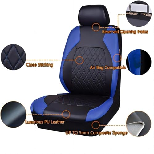 MLLAS Car Seat Covers Full Set for Nissan Qashqai I J10 2007 2008 2009-2014, Leather Seat Protector Front and Rear Covers Waterproof Non-Slip Accessorie.,C