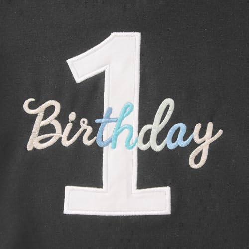 1. Geburtstag Junge Sweatshirt \1 Birthday\ Stickerei Pullover Neugeborenen Babykleidung Kinder Sweatshirts Rundhals Langarmshirt Kleinkind Outfits Warmer Herbst Winter Pulli(Schwarz,12 Monate)